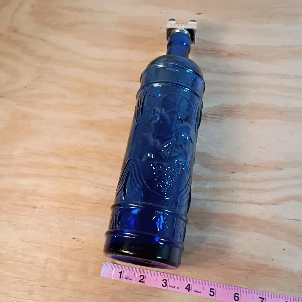 Chateau Elan Winery Cobalt Blue Glass Decanter Bottle w/ Chateau Cork Stopper